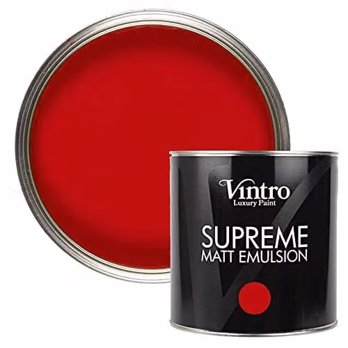 Vintro Luxury Matt Emulsion Multi Surface Paint in Bright Red, 2.5L – 1