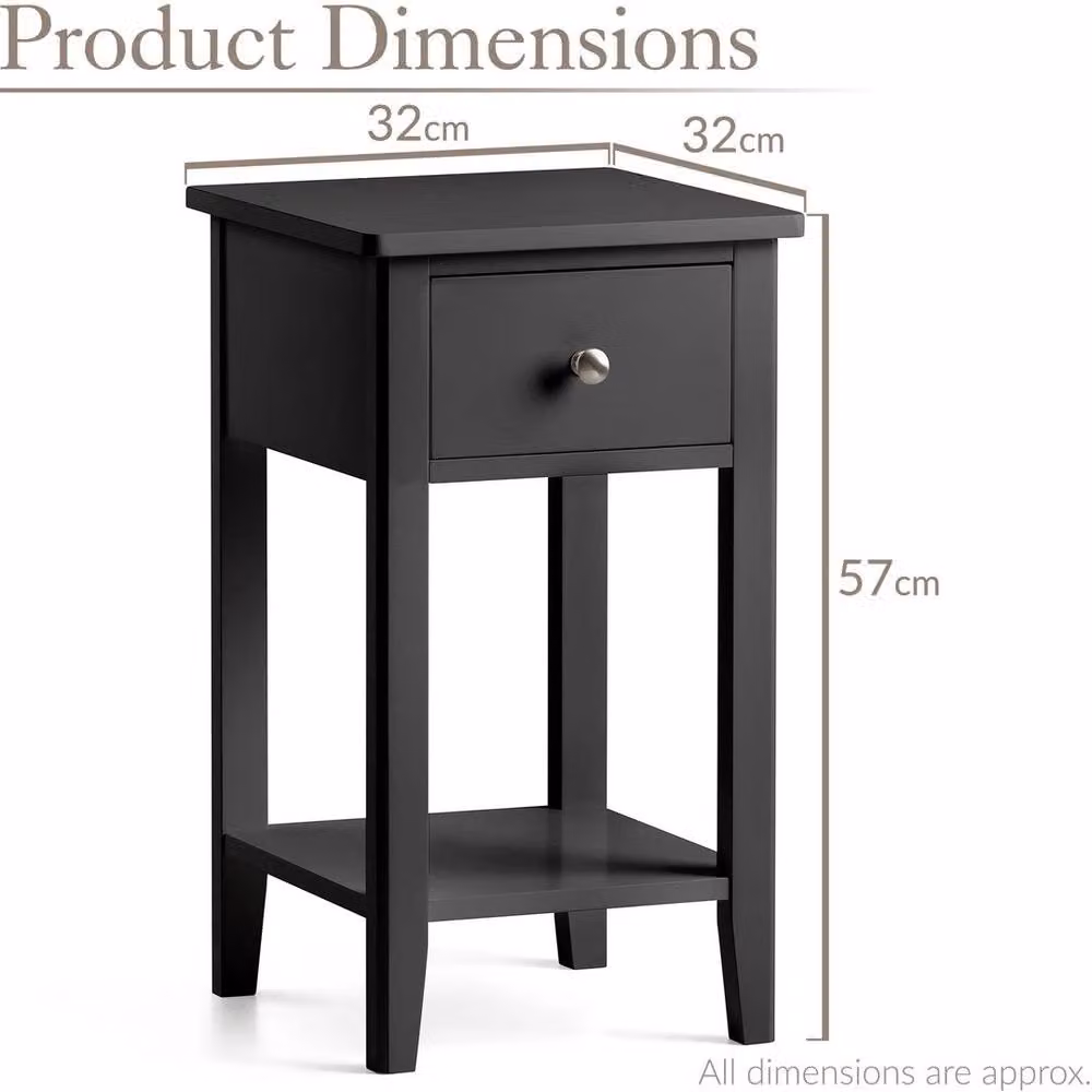 PAWNORA Black Slim Modern Bedside Table – 2