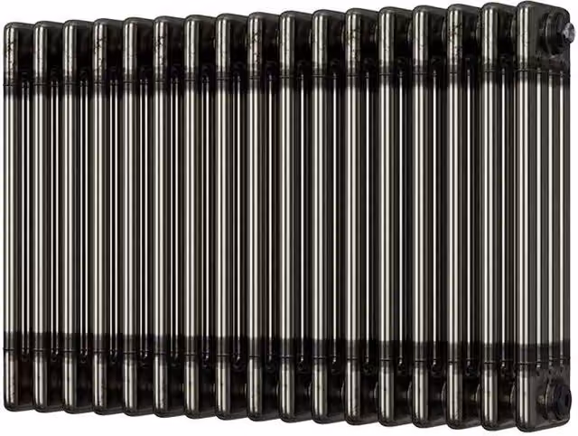 UK Radiators Alpha 4 Column Horizontal Traditional Cast-Iron Style Radiator in Raw Metal Silver, H: 50 cm, W: 76.8 cm – 1