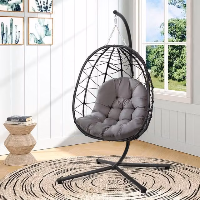 Lifeideas Round Swing Chair Cushion in Dark Grey with Outdoor Fabric