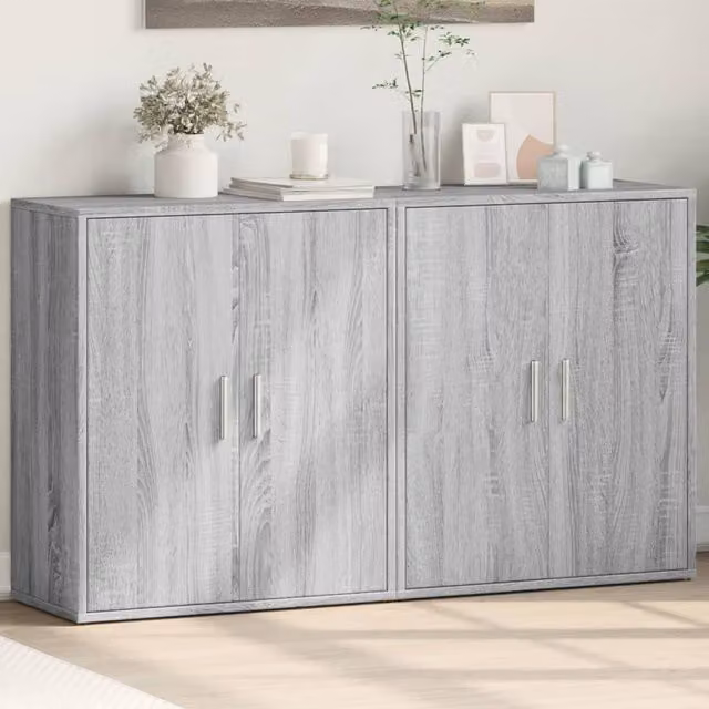 Berkfield Home Set of 2 Modern Grey Sonoma Sideboards in Engineered Wood W/D/H: 60 x 31 x 70 cm
