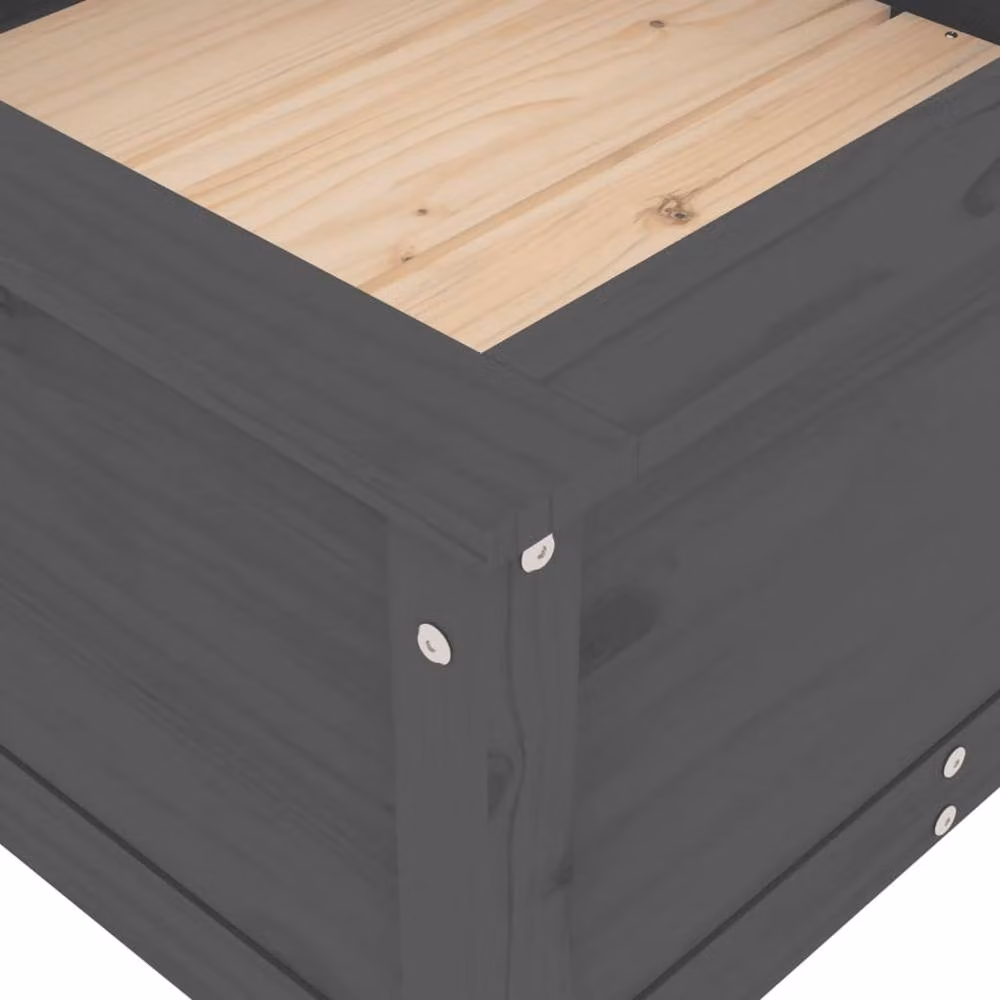 Berkfield Home Grey Solid Wood Pine Garden Planter Tub W: 82.5 cm, D: 82.5 cm, H: 39 cm – 4