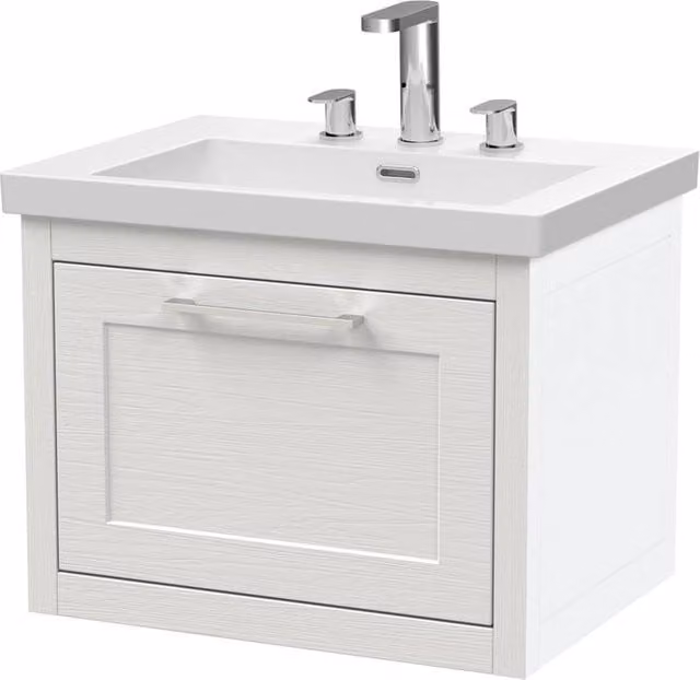 Balterley Blithbury Wall Hung 1 Drawer Vanity Basin Unit, White, Width: 60 cm – 1