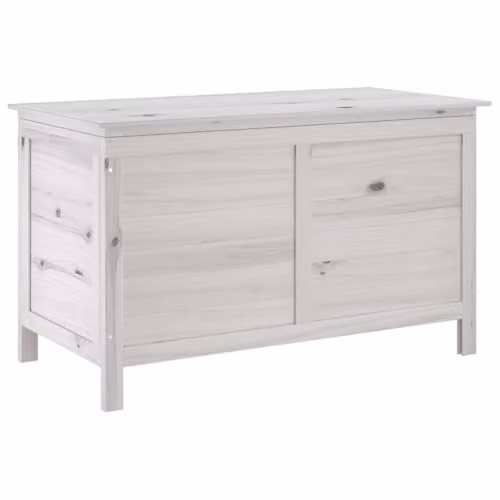 vidaXL Garden Storage Box in White Solid Fir Wood W/D/H: 99 x 49.5 x 58.5 cm – 1