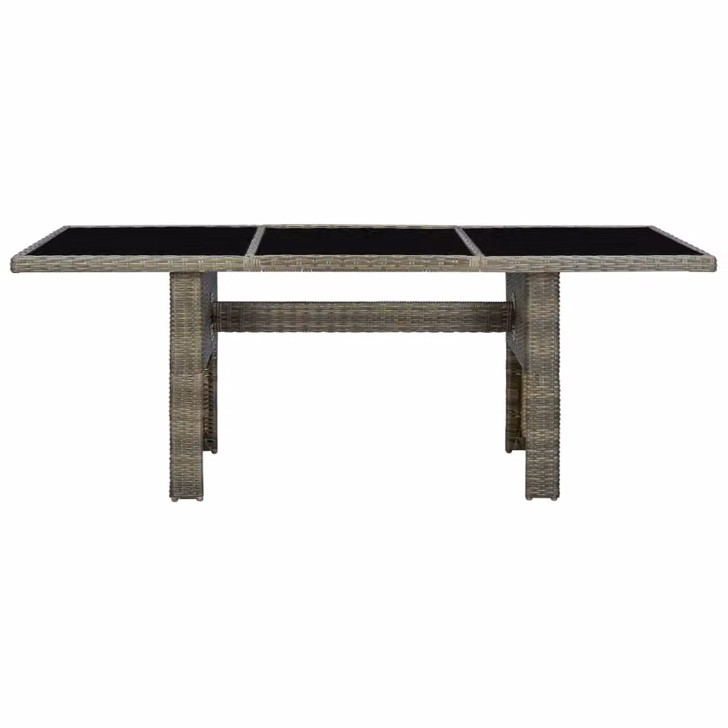 Berkfield Home Brown Poly Rattan and Tempered Glass Garden Table – 2