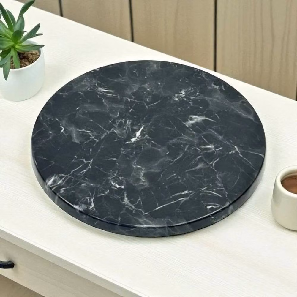 PAWNORA Black Marble Round Dining Table Top, Diameter: 70 cm – 4