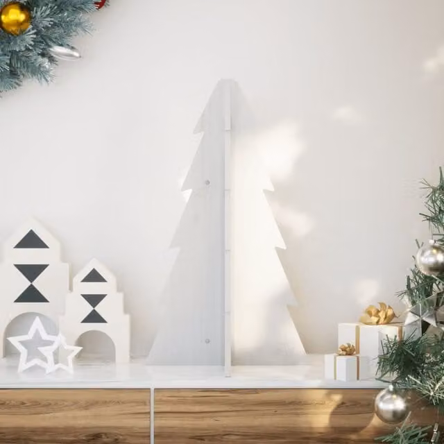 Berkfield Home Rustic White Wooden Tabletop Christmas Tree, Height: 69.5 cm