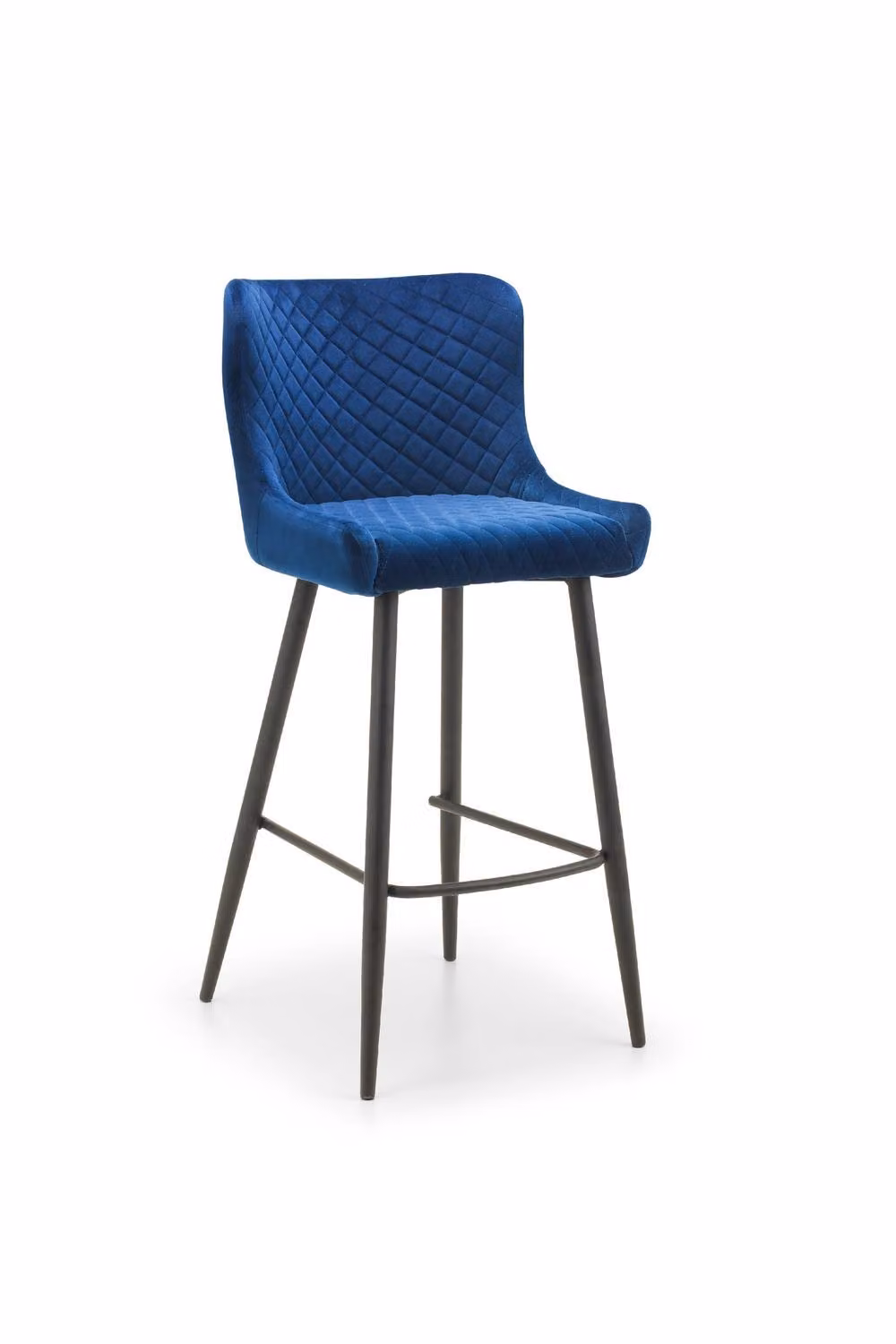 Julian Bowen Luxe Blue Velvet Upholstered Bar Stool with Metal Frame – 4