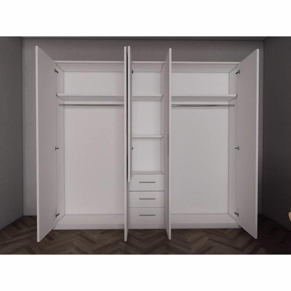 KDMD Chelsea White 5 Door Wardrobe with 3 Integrated Drawers, H 200 cm x W 200 cm x D 50 cm – 2