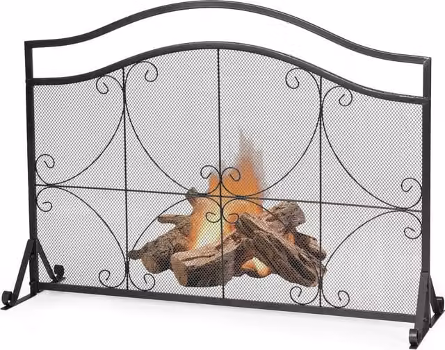 Costway Iron Fireplace Spark Guard Gate in Black