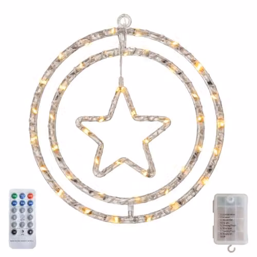 Samuel Alexander White Star Rings Christmas Tabletop Decoration with 45 Warm White LEDs, Diameter: 34 cm – 3