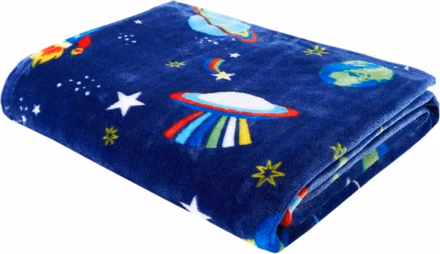Catherine Lansfield Lost In Space Fluffy Blue Polyester Throw W: 130 cm, D: 170 cm