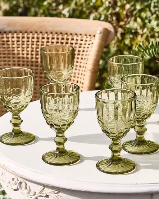 Dibor Set of 6 Green Geometric Luxury Wine Goblets, 350ml per glass – 1