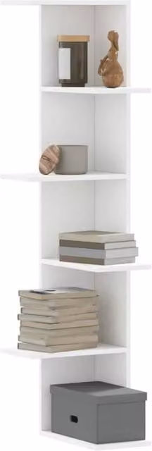 Berkfield Home Wall Mounted Corner Shelf in White, W/D/H: 36.5 x 36.5 x 140 cm