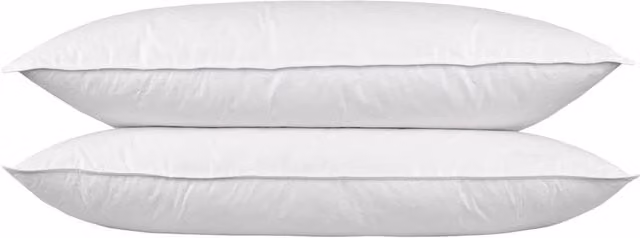 Homescapes White Goose Feather and Down King Size Pillow Pair, Medium Firmness