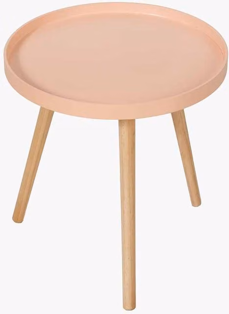 Pacific Lifestyle Round Scandinavian Pine Wood End Table in Pink and Orange