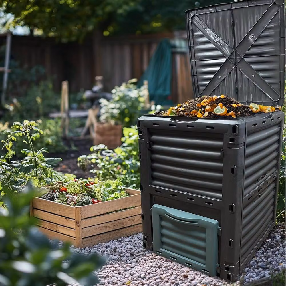 BARGAINS-GALORE 300l Outdoor Garden Compost Bin with Flip Lid in Black – 2