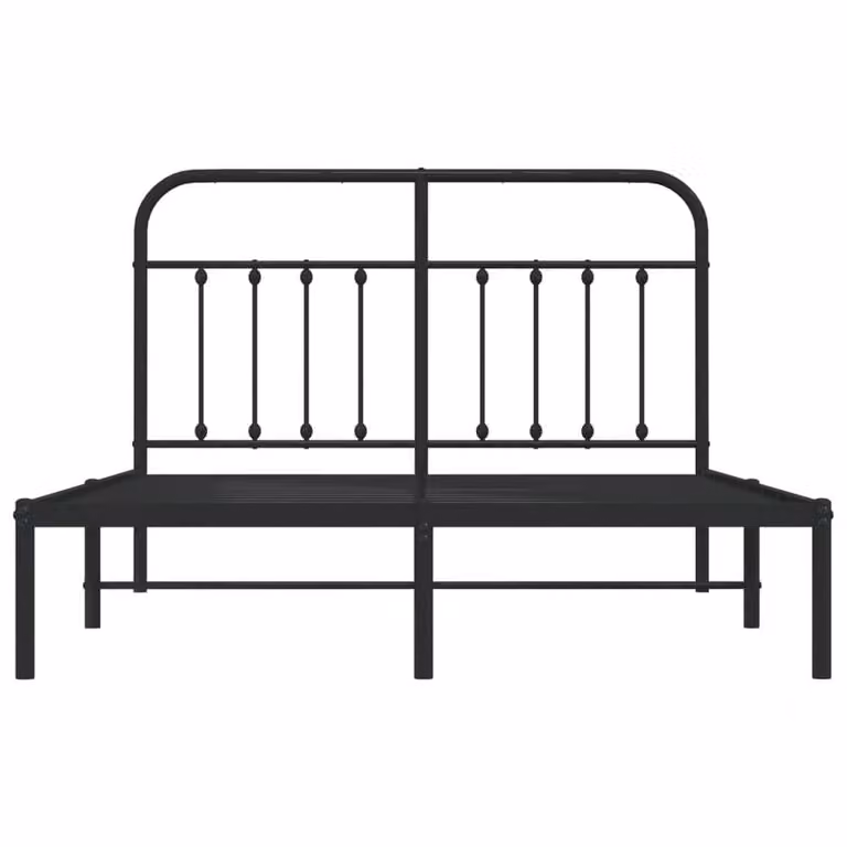 Berkfield Home Metal Bed Frame with Headboard, Black, W: 140 cm, L: 190 cm