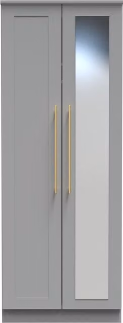 2 U Helmsley Tall 2 Door Mirrored Wardrobe in Dark Grey and Gold