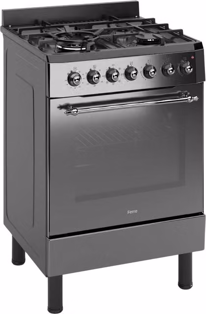 Ferre Retro Dual Fuel Freestanding Cooker with Wok Burner, Anthracite, Width: 60 cm
