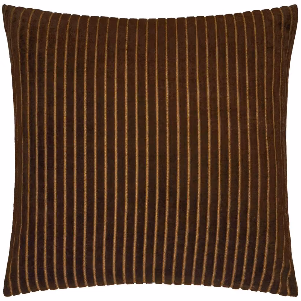 Paoletti Savoy Stripe Velvet Cushion in Brown, W/D/H: 50 x 50 x 50 cm – 2