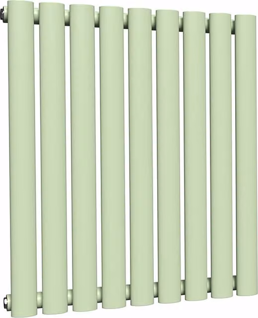 Lux Heat Oval Horizontal Coloured Steel Wall Mounted Radiator in Green, W: 60 cm, H: 54 cm