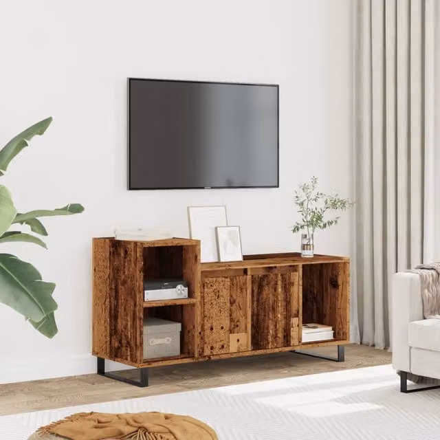 Berkfield Home TV Cabinet in Brown Old Wood, W/D/H: 100 x 35 x 55 cm – 1