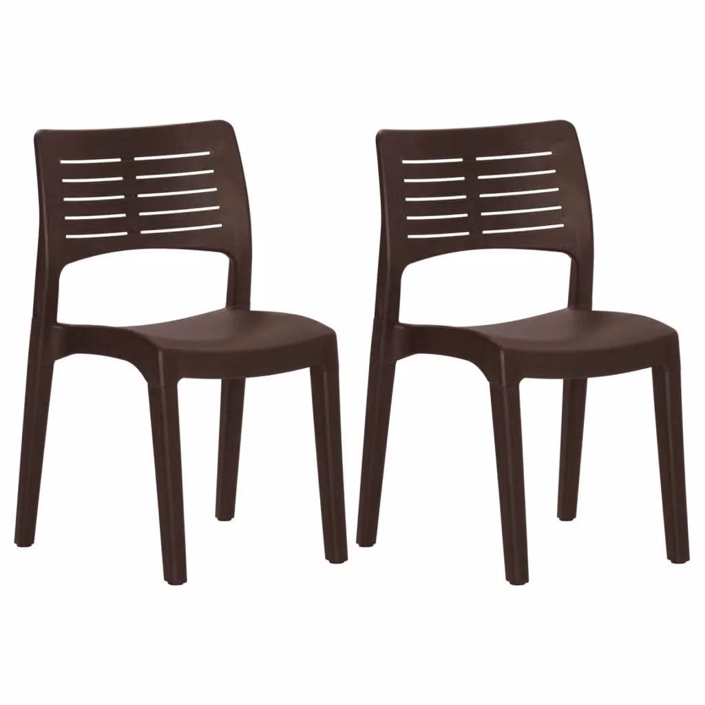 Berkfield Home Set of 2 Modern Brown Polypropylene Garden Chairs – 2