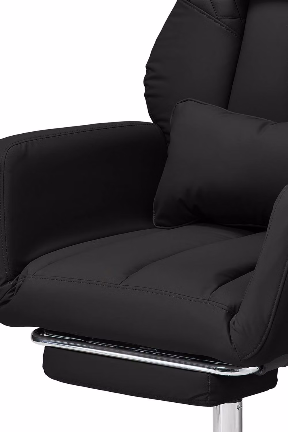Garden Sanctuary Ergonomic Black Synthetic Leather Office Chair with Headrest and Foot Ring – 4