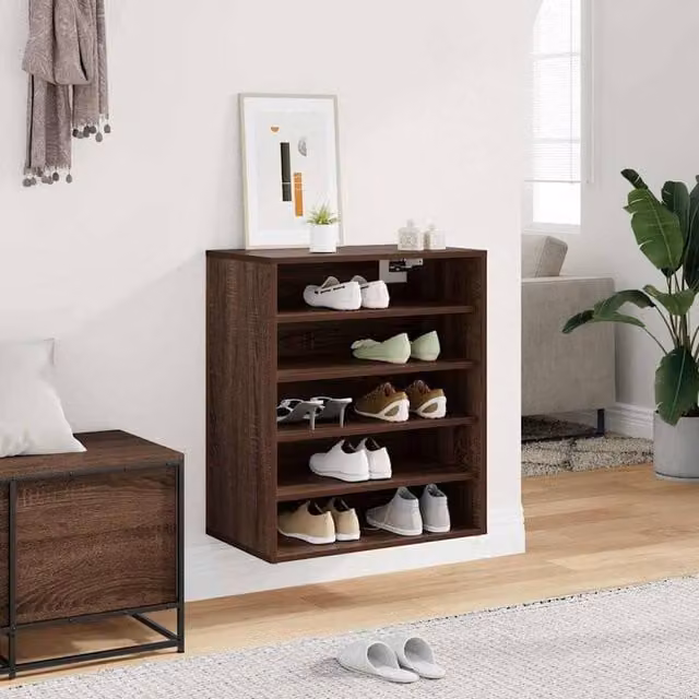 Berkfield Home Modern Brown Oak Shoe Cabinet W/D/H: 60 x 35 x 70 cm – 1