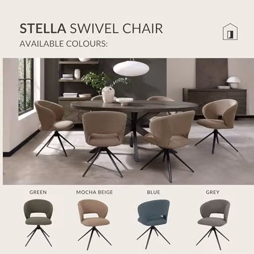 Bentley Designs Stella 360 Degree Swivel Chair in Beige Boucle with Armrests – 3