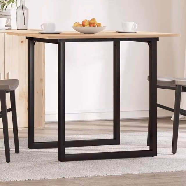 Berkfield Home O-Frame Square Dining Table in Brown Solid Pine and Steel, W/D/H: 80 x 80 x 75 cm – 1