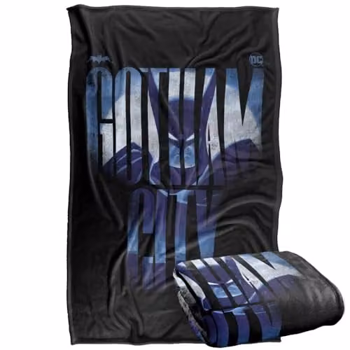 Warner Bros. Batman Caped Crusader Gotham City Silky Touch Super Soft Fleece Throw Blanket, Multicolour – 1