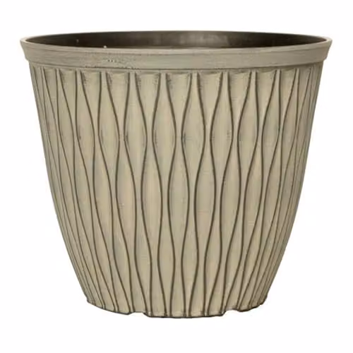 YouGarden Pair of Laval Planters in Grey, 20cm Diameter Plastic Pots