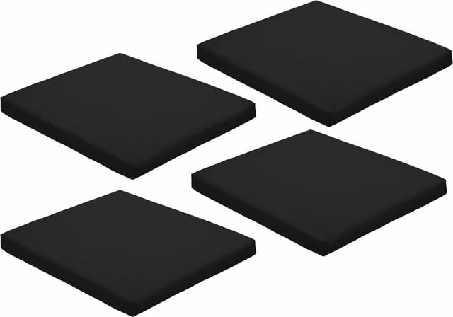 Gardenista Black Water-Repellent Outdoor Garden Chair Seat Pad, Pack of 4, W: 44 cm x D: 50 cm