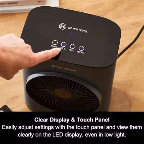 Morphy Richards 2kW Freestanding Fan Heater with Remote Control and Thermostat, Grey – 3