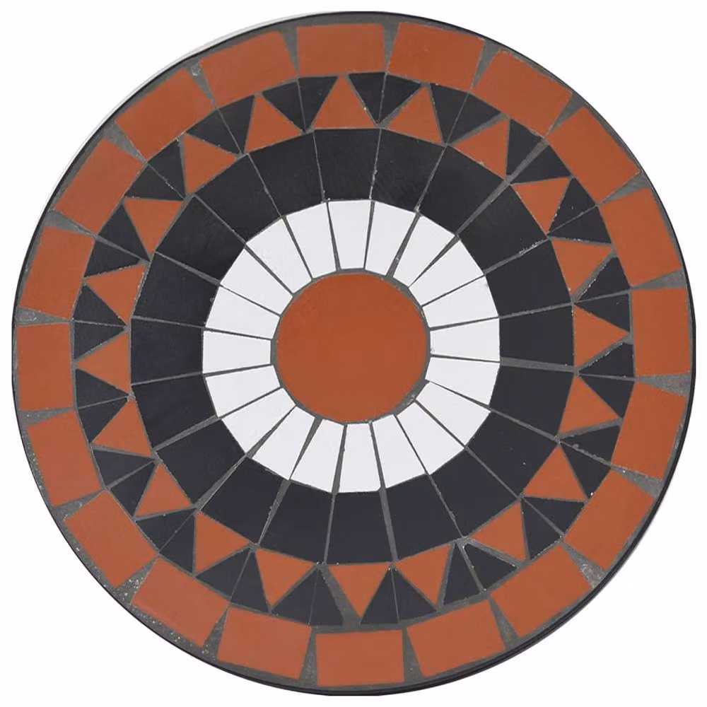 Berkfield Home Mosaic Bistro Table in Orange and White Ceramic with Metal Base, W: 50 cm, D: 50 cm, H: 70 cm – 3