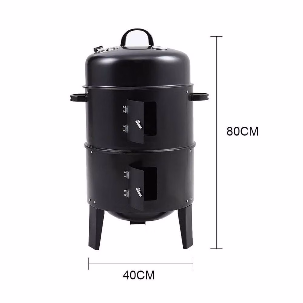 Kelvenix 3-in-1 Charcoal BBQ Grill, Smoker and Outdoor Roaster with Thermometer, Black, W: 80 cm – 2