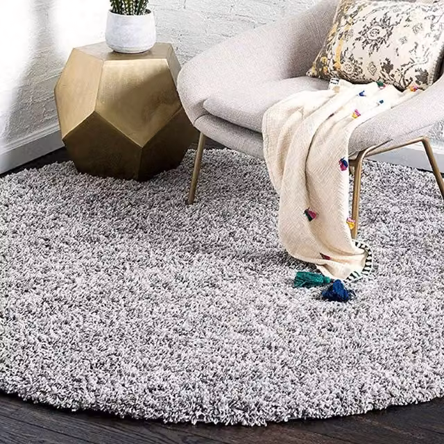 Bravich LTD California Thick Shaggy Round Rug in Green, Silver or Grey, Diameter: 120 cm – 1