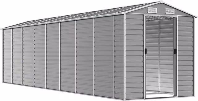 Berkfield Home Garden Shed in Light Grey Galvanised Steel, W/D/H: 191 x 725 x 198 cm – 1