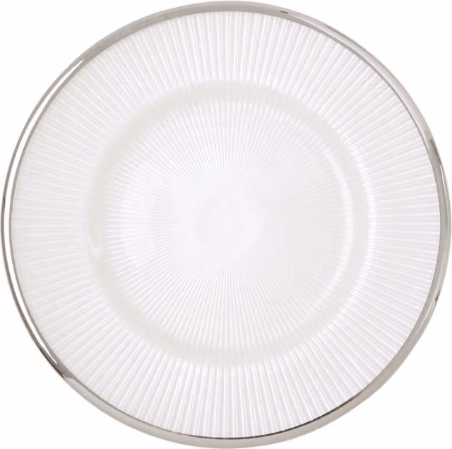 Orsina Ida White Embossed Geometric Glass Side Plate, Diameter: 21 cm