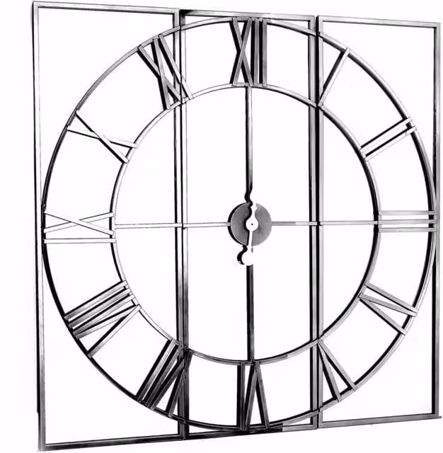 Lemon Pavilion Furniture and Decor Celina Mirrored Wall Clock in Silver, W112 x H112 cm
