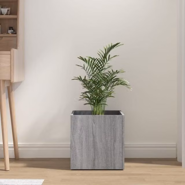 Berkfield Home Grey Sonoma Planter Box in Engineered Wood, W/D/H: 40 x 40 x 40 cm
