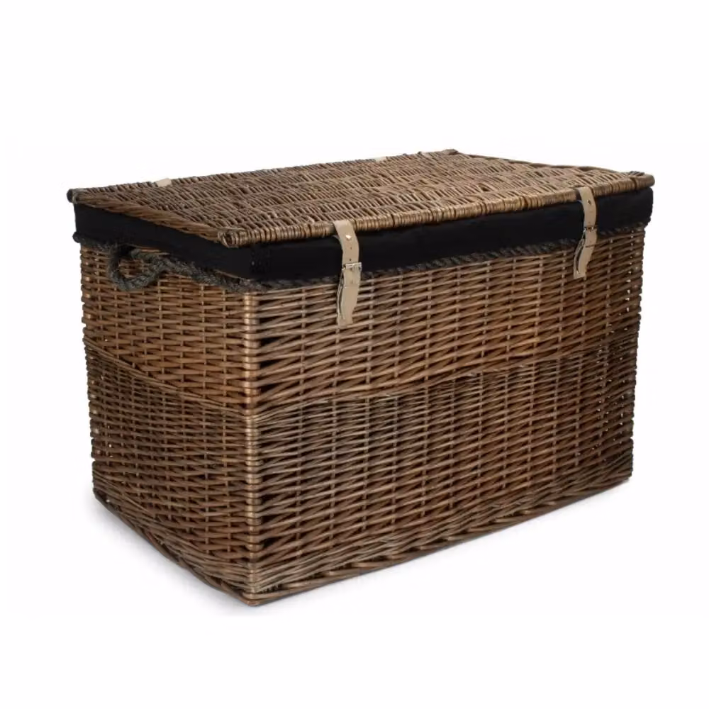 Red Hamper Large Antique Wash Wicker Storage Basket in Black – 2