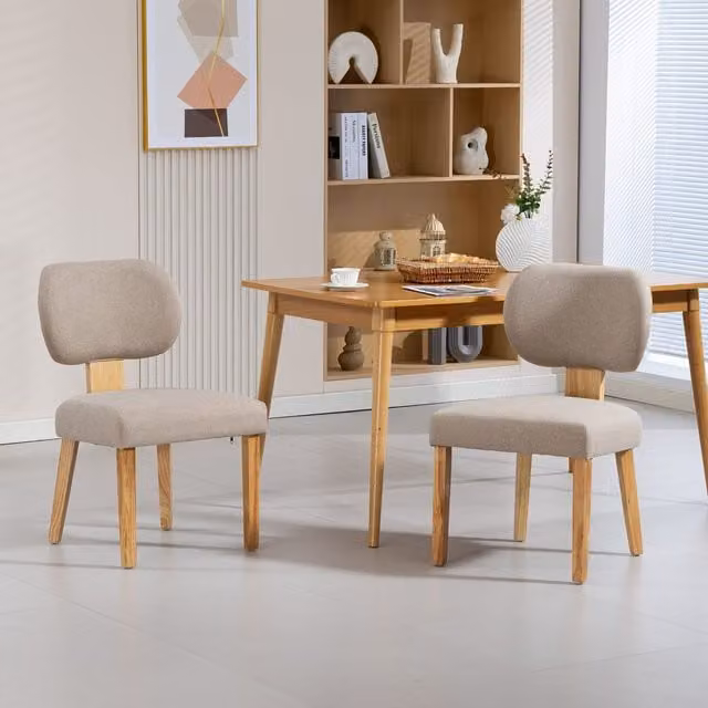 Westwood Set of 2 Scandinavian Fabric Dining Chairs in Beige