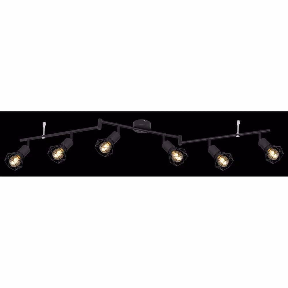 Netlighting Xara I Industrial Ceiling Spotlight Bar in Black and Wood with 6x E14 Sockets – 2