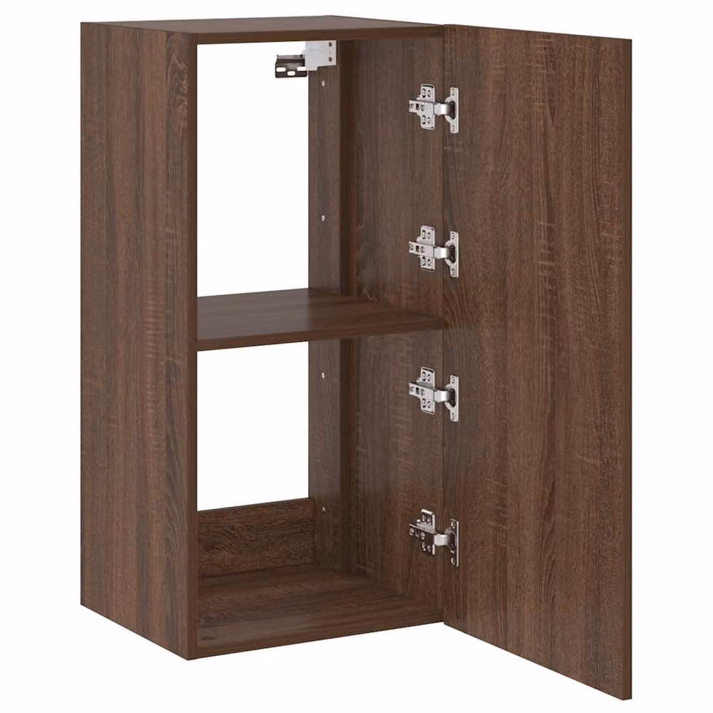 Berkfield Home Modern TV Wall Cabinet with LED Lights in Brown Oak, W: 40.5 cm, D: 35 cm, H: 80 cm – 4