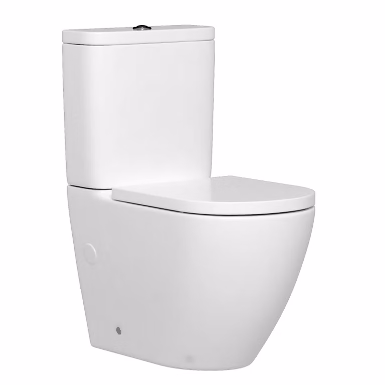 Royal Bathrooms Elva Rimless Close Coupled Ceramic Toilet with Cistern and Soft Close Seat, White