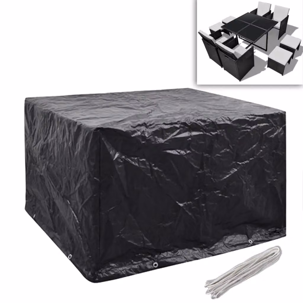 Berkfield Home 2-Piece Black Poly Rattan Garden Furniture Covers for 4-Person Sets, W/D: 113 x 113 cm – 2