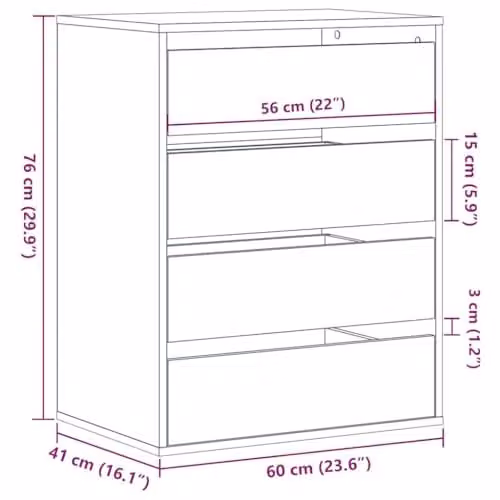 vidaXL Corner Chest of Drawers in Smoked Oak, W: 60 cm, D: 41 cm, H: 76 cm – 2